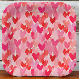 Valentijnsdag Multi Harten Patroon Liefde Papieren Bordje