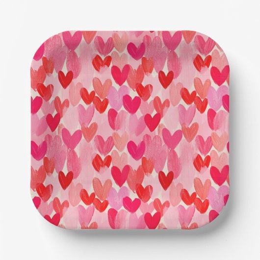 Valentijnsdag Multi Hearts Patroon Liefde Papieren Bordje (Voorkant)