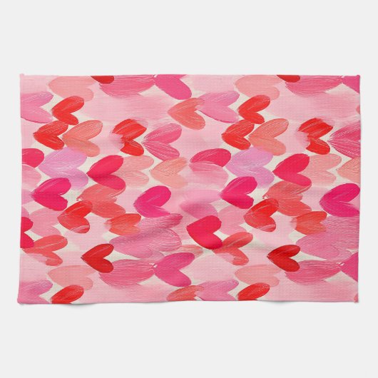 Valentijnsdag Multi Hearts Patroon Liefde Theedoek (Horizontaal)