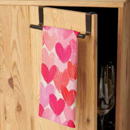 Valentijnsdag Multi Hearts Patroon Liefde Theedoek