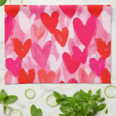 Valentijnsdag Multi Hearts Pattern Love Pink Theedoek (Gevouwen)