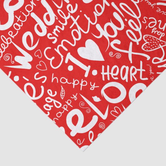 Valentijnsdag Multi Word Art Tissuepapier (Detail)