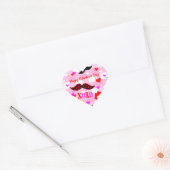 Valentijnsdag Mustaches Love and Kisses Hart Sticker (Envelop)