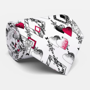Valentijnsdag naadloos hart zwart-wit geo stropdas