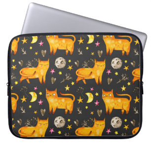 Valentijnsdag naadloos met katten, sterren laptop sleeve
