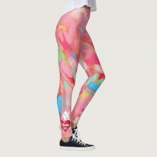 Valentijnsdag Naam toevoegen Cupid Heart Pink Red Leggings