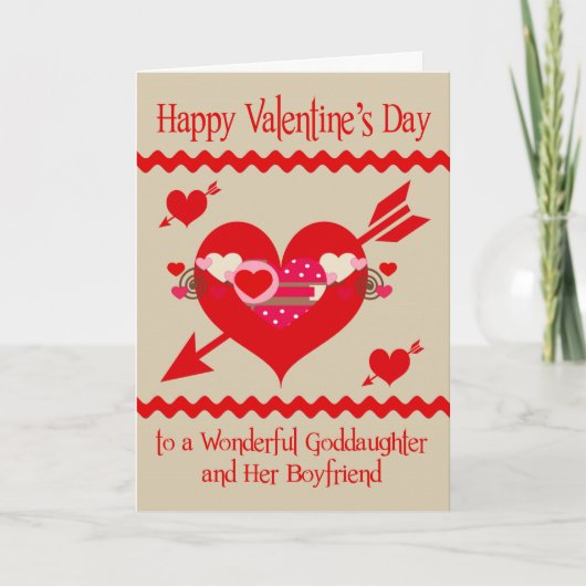 Valentijnsdag naar Goddochter en Boyvriend Feestdagen Kaart (Voorkant)