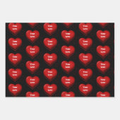 Valentijnsdag Namen Cupido Harten Rood Wit 3 Inpakpapier Vel (Voorkant 3)