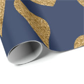 Valentijnsdag Navy Blue en Gold Hearts Cadeaupapier (Rol Hoek)