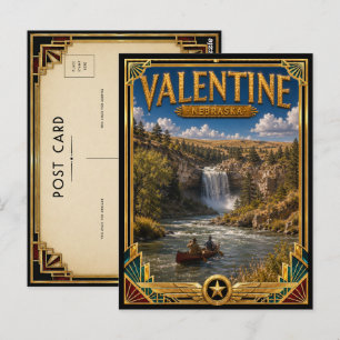 Valentijnsdag Nebraska Vintage Art Deco Gouden Tij Briefkaart