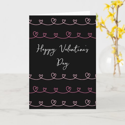 Valentijnsdag neonkrabbelen harttekening kaart (Gele Bloem)