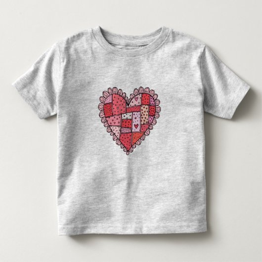 Valentijnsdag nep patchwork hart Doodle stijl Kinder Shirts (Voorkant)