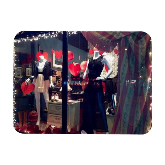 Valentijnsdag New York Boutique Window Hearts Magneet (Horizontaal)
