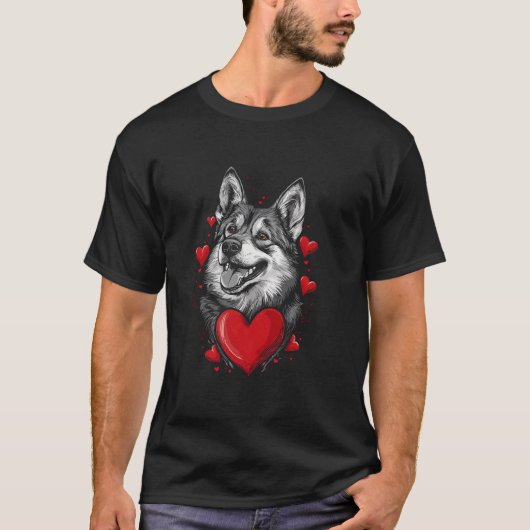 Valentijnsdag Noorse Elkhound T-shirt (Voorkant)