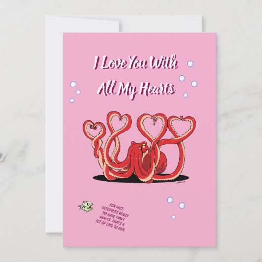Valentijnsdag Octopus Harten Feestdagenkaart (Voorkant)