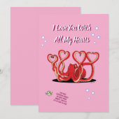 Valentijnsdag Octopus Harten Feestdagenkaart (Voorkant / Achterkant)