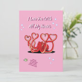 Valentijnsdag Octopus Harten Feestdagenkaart (Staand voorkant)