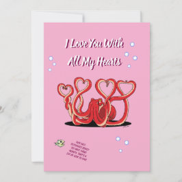 Valentijnsdag Octopus Harten Feestdagenkaart