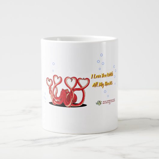 Valentijnsdag Octopus Hearts Grote Koffiekop (Voorkant)