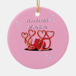 Valentijnsdag Octopus Hearts Keramisch Ornament