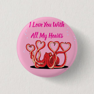 Valentijnsdag Octopus Hearts Ronde Button 3,2 Cm