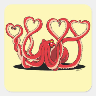 Valentijnsdag Octopus Hearts Sticker