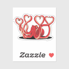 Valentijnsdag Octopus Hearts Sticker