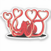 Valentijnsdag Octopus Hearts Sticker (Voorkant)