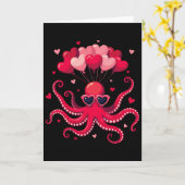 Valentijnsdag Octopus Met Hart Lloons Octopus V Kaart (Gele Bloem)