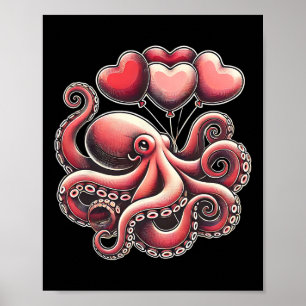 Valentijnsdag Octopus Met Hart Lloons Octopus V Poster