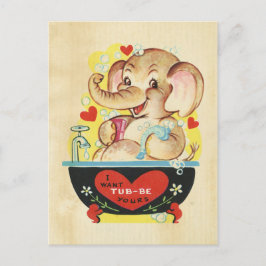 Valentijnsdag olifant Kind dier retro rood hart Feestdagenkaart