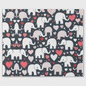 Valentijnsdag olifanten & harten inpakpapier (Vlak)