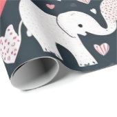 Valentijnsdag olifanten & harten inpakpapier (Rol Hoek)