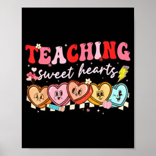 Valentijnsdag onderwijs zoete harten leraar mannen poster