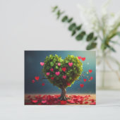 Valentijnsdag ontwerp, Hart op bomen Briefkaart (Staand voorkant)