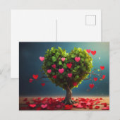 Valentijnsdag ontwerp, Hart op bomen Briefkaart (Voorkant / Achterkant)