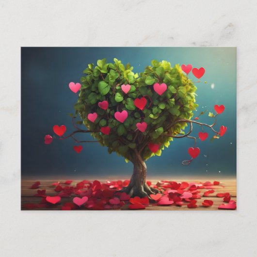 Valentijnsdag ontwerp, Hart op bomen Briefkaart (Voorkant)