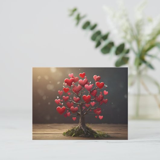 Valentijnsdag ontwerp, Hart op bomen Briefkaart (Staand voorkant)