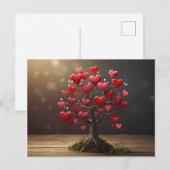 Valentijnsdag ontwerp, Hart op bomen Briefkaart (Voorkant / Achterkant)