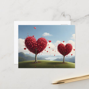 Valentijnsdag ontwerp, Hart op bomen Briefkaart