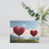Valentijnsdag ontwerp, Hart op bomen Briefkaart (Staand voorkant)