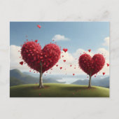 Valentijnsdag ontwerp, Hart op bomen Briefkaart (Voorkant)