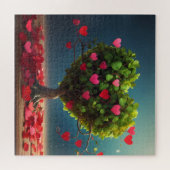 Valentijnsdag ontwerp, Hart op bomen Legpuzzel (Horizontaal)