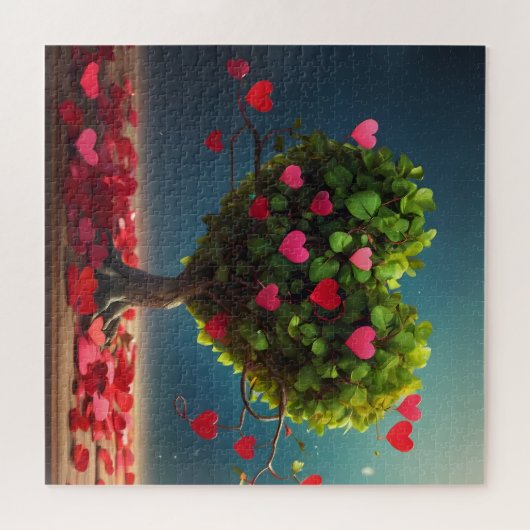 Valentijnsdag ontwerp, Hart op bomen Legpuzzel (Horizontaal)