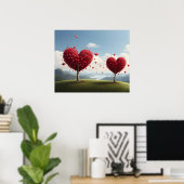 Valentijnsdag ontwerp, Hart op bomen Poster (Thuiskantoor)