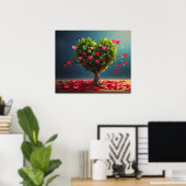 Valentijnsdag ontwerp, Hart op bomen Poster (Thuiskantoor)