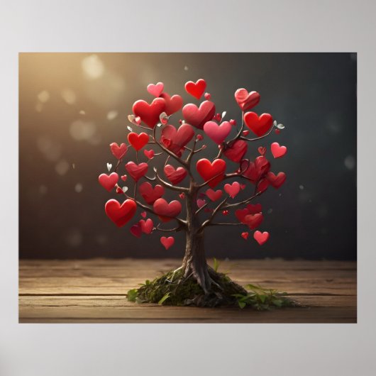 Valentijnsdag ontwerp, Hart op bomen Poster (Voorkant)