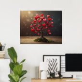 Valentijnsdag ontwerp, Hart op bomen Poster (Thuiskantoor)