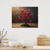 Valentijnsdag ontwerp, Hart op bomen Poster (Keuken)