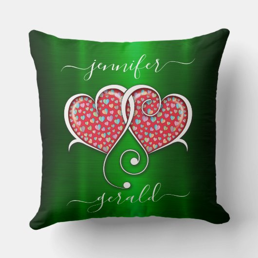 Valentijnsdag Ontwerp met in elkaar grijpende hart Kussen (Achterkant)